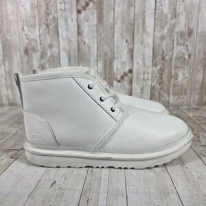 UGG Neumel White Leather Lace Up Ankle Boots 1136847K Womens 6